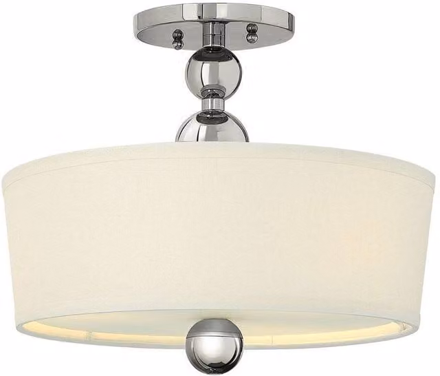 Elstead Zelda 3 Light Semi Flush Ceiling Light in Silver with Glass Spheres and E27 Bulb Holder