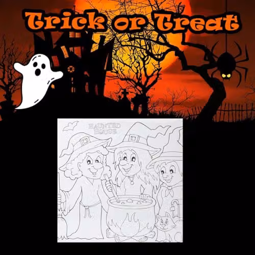 VFM e-Store Halloween Trick or Treat Canvas Craft Accessory in White, 25 x 25 cm – 4