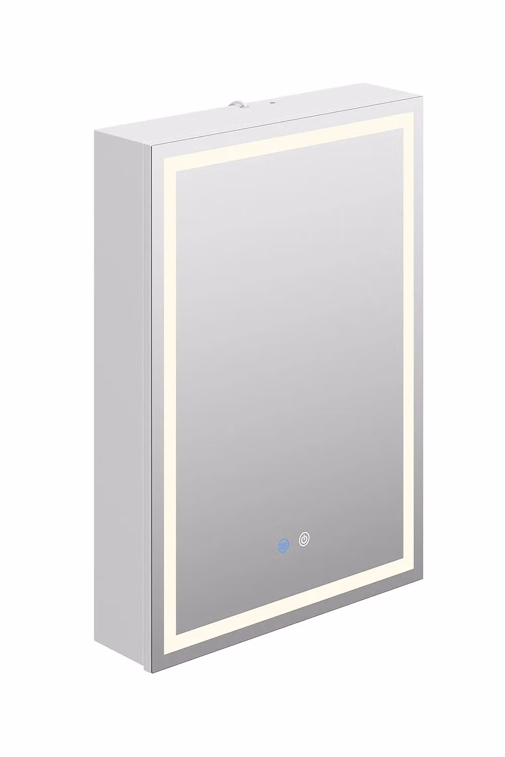 Living and Home Single-Door Bathroom Mirror Cabinet with LED Lighting and Anti-Fog Function in Silver – 2