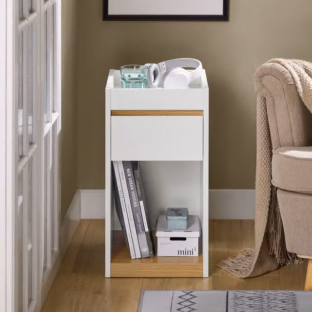 SoBuy Minimalist White Bedside Table Nightstand