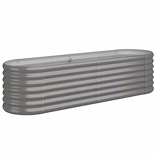 vidaXL Grey Galvanised Steel Garden Raised Bed W/D/H: 152 x 40 x 36 cm