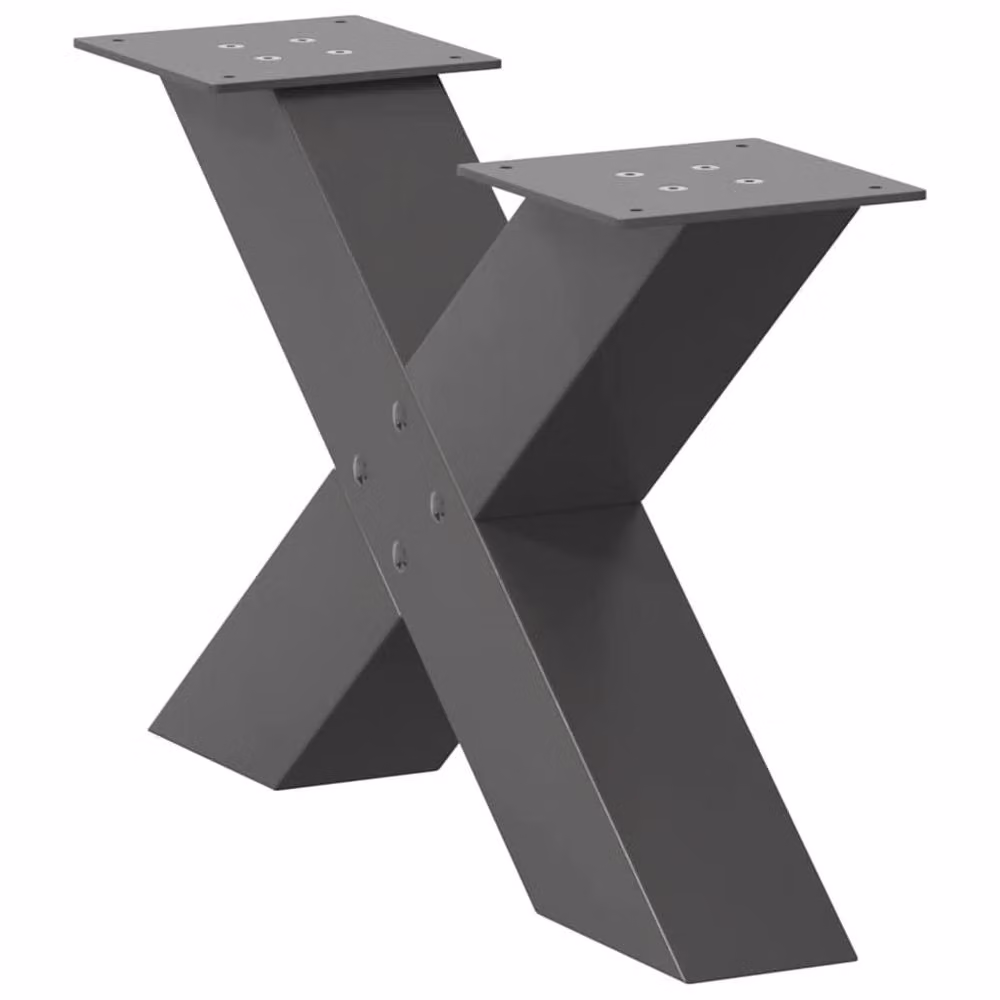 Berkfield Home X-Shaped Coffee Table Legs, 2 Piece Set, Anthracite Black Steel, Height: 50 cm – 3