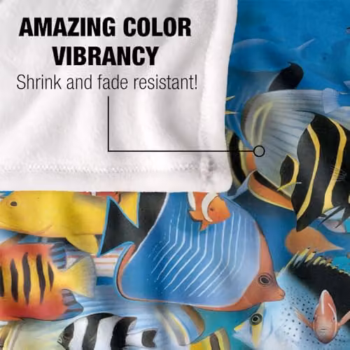 JQ Licensing Royce McClure Tropic Fish Day Dive Silky Touch Super Soft Throw Blanket, Multicolour, W/D/H: 152 x 127 cm – 3