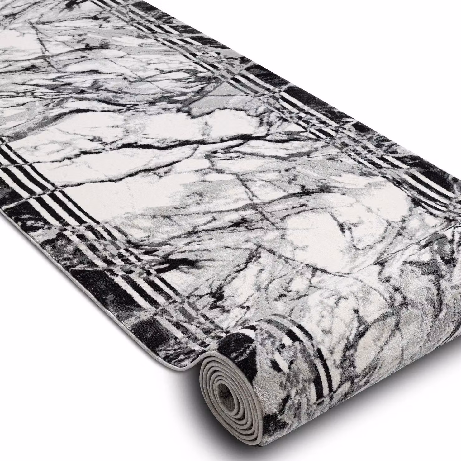 RugsX Modern Tuls Runner in White Stone Look, W/L: 90 x 370 cm – 2