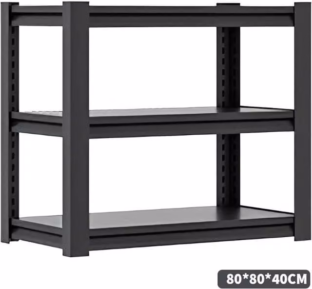 EONLION 3 Tier Height Adjustable Garage Shelving Racking in Black, W/D/H: 100 x 200 x 200 cm – 1