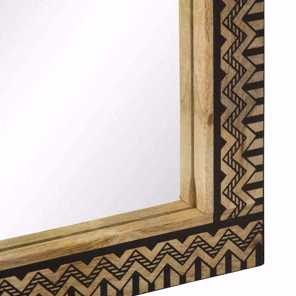 Berkfield Home Rectangular Wall Mirror in Brown Solid Wood and Glass, W: 50 cm, H: 70 cm – 6