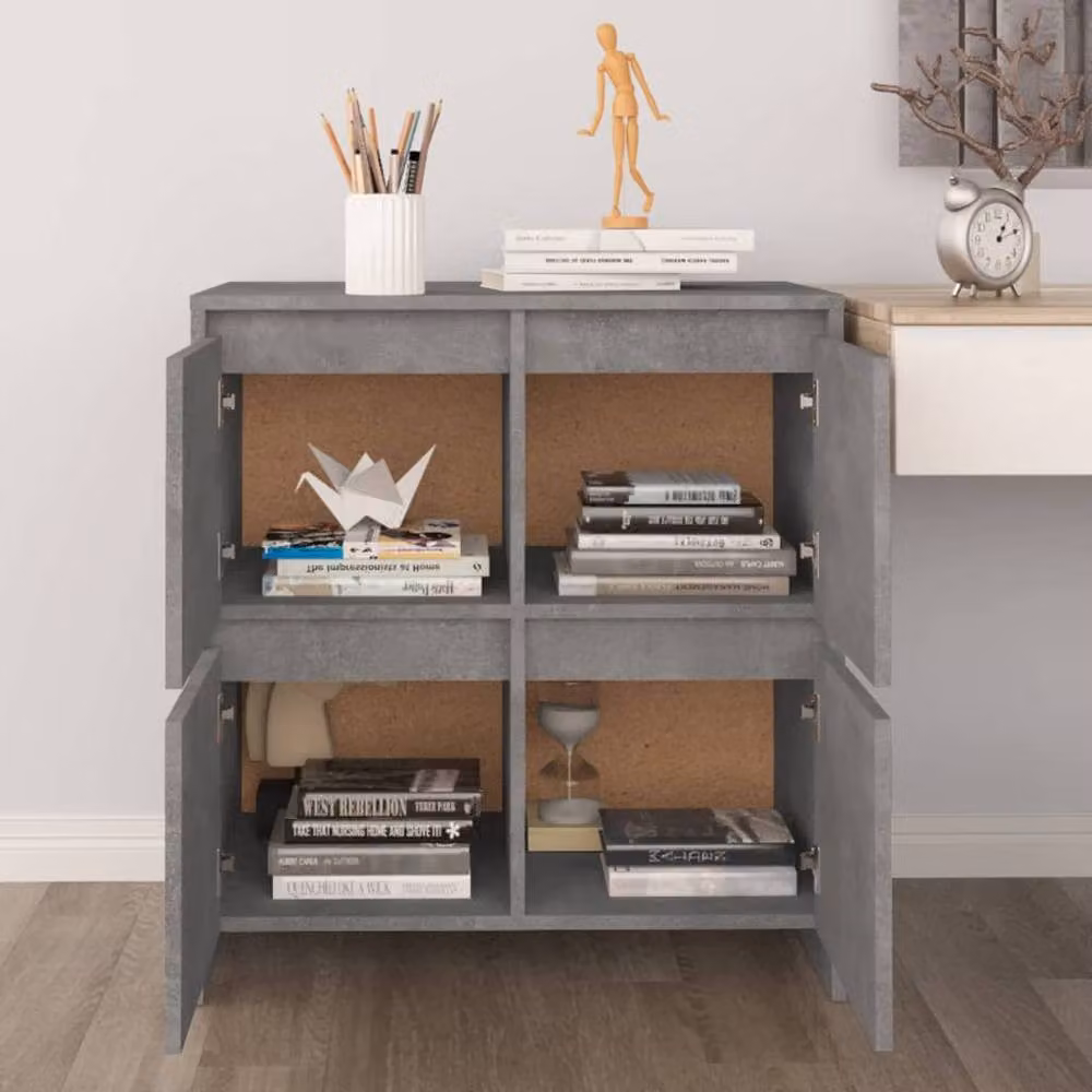 Berkfield Home Sideboard in Concrete Grey, W/D/H: 70 x 41 x 75 cm – 4