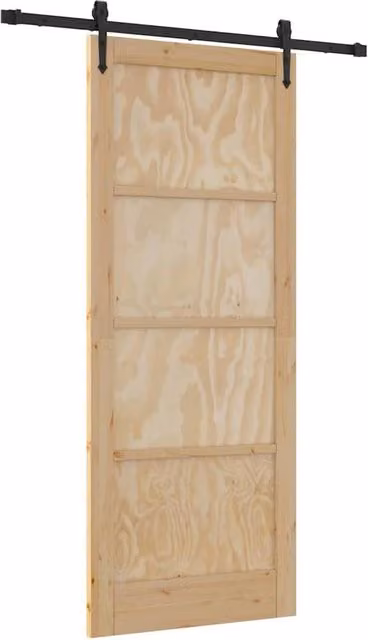 Berkfield Home Orkdal Modern Sliding Door with Hardware Set in Beige Solid Wood Pine – 1