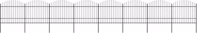 Berkfield Home Garden Palisade Steel Fence with Spear Top, Black, Length: 13.6 m, Height: 1.7 m