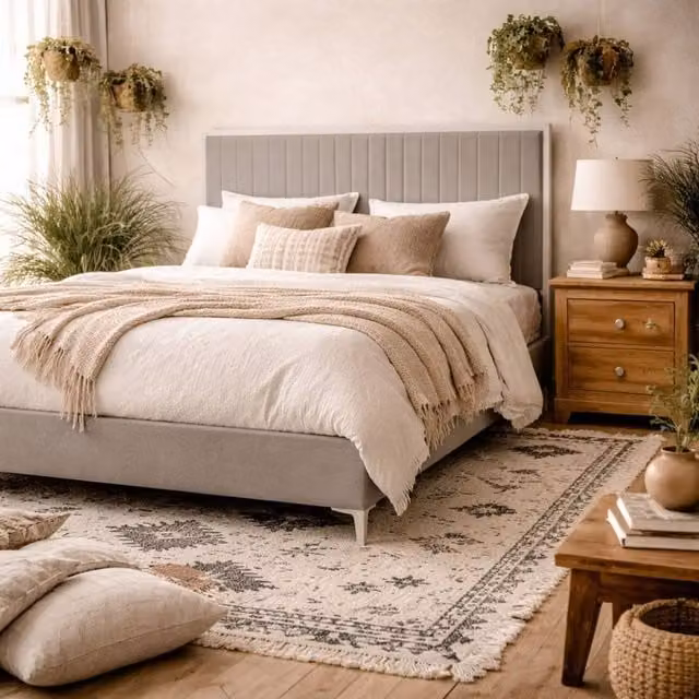 Wyld Haus Killarney Double Bed 4ft6 Mink Velvet Upholstered Bed with Tall Ribbed Headboard in Light Grey