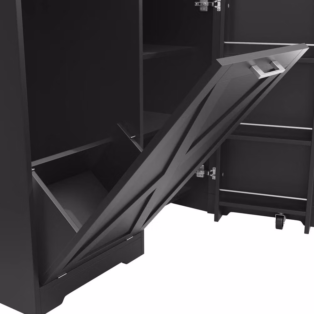 Rolipo 360 Rotating Modern Black Matt Kitchen Island and Sideboard Storage Cabinet – 6