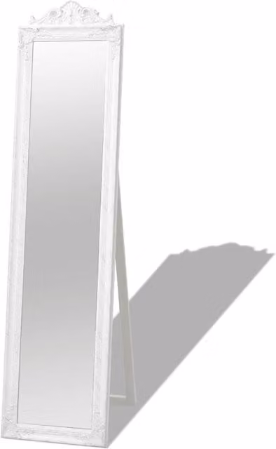 Berkfield Home Antique Baroque Style Free-Standing Rectangular Mirror in White, H 160 cm x W 40 cm x D 40 cm – 1