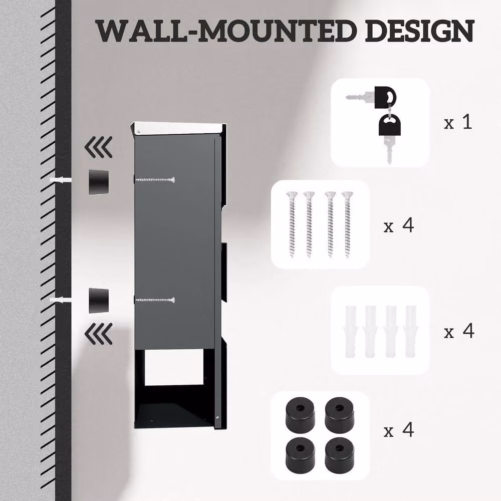 Kelvenix Wall Mounted Stainless Steel Letterbox with Lock in Anthracite Grey, W/D/H: 37.0 x 37.0 x 10.5 cm – 3