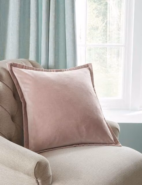 Laura Ashley Hanya Square Pure Cotton Cushion in Light Pink