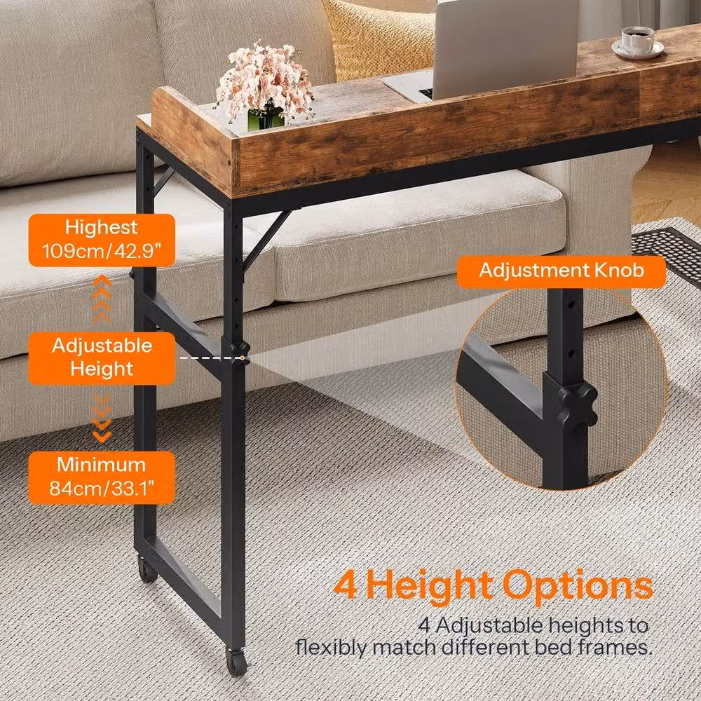 FORGEVIO Height Adjustable Overbed Computer Desk in Brown and Black – 5