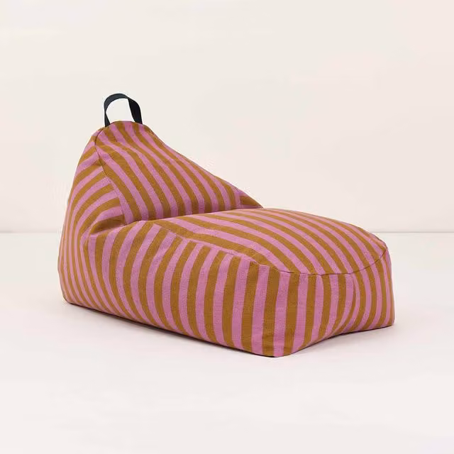Nobodinoz Bliss Long Beanbag in Pink and Brown Stripes – 1