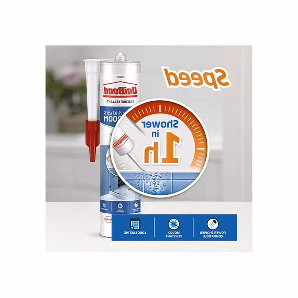UniBond Quick Drying Waterproof White Silicone Shower Sealant, 291 g – 5