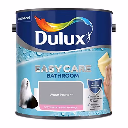 Dulux Easycare Mould Resistant Satin Gloss Dispersion Paint in Grey, 2.5 l – 2