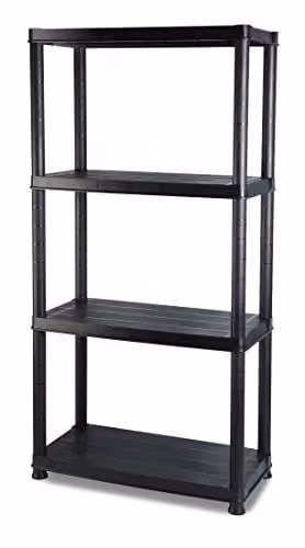 Addis 4 Tier Plastic Freestanding Storage Shelving Unit, Black, H x W x D: 130 x 61 x 30 cm – 1