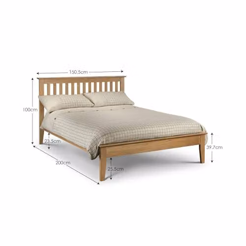 Julian Bowen Salerno Solid Wood Bed Frame, Oak, W: 150 cm, D: 200 cm – 2