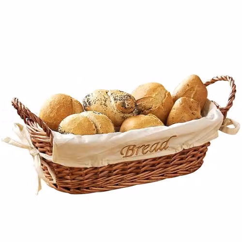Orsina Small Natural Brown Wicker Bread Basket with Beige Liner – 1