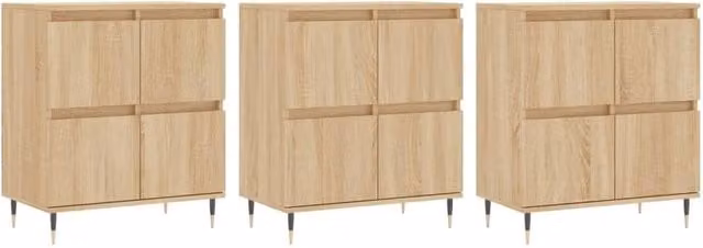 Berkfield Home 3-Piece Sonoma Oak Sideboard Set in Light Tan Beige