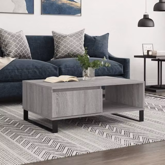 Berkfield Home Grey Sonoma Coffee Table, W/D/H: 90 x 60 x 35 cm