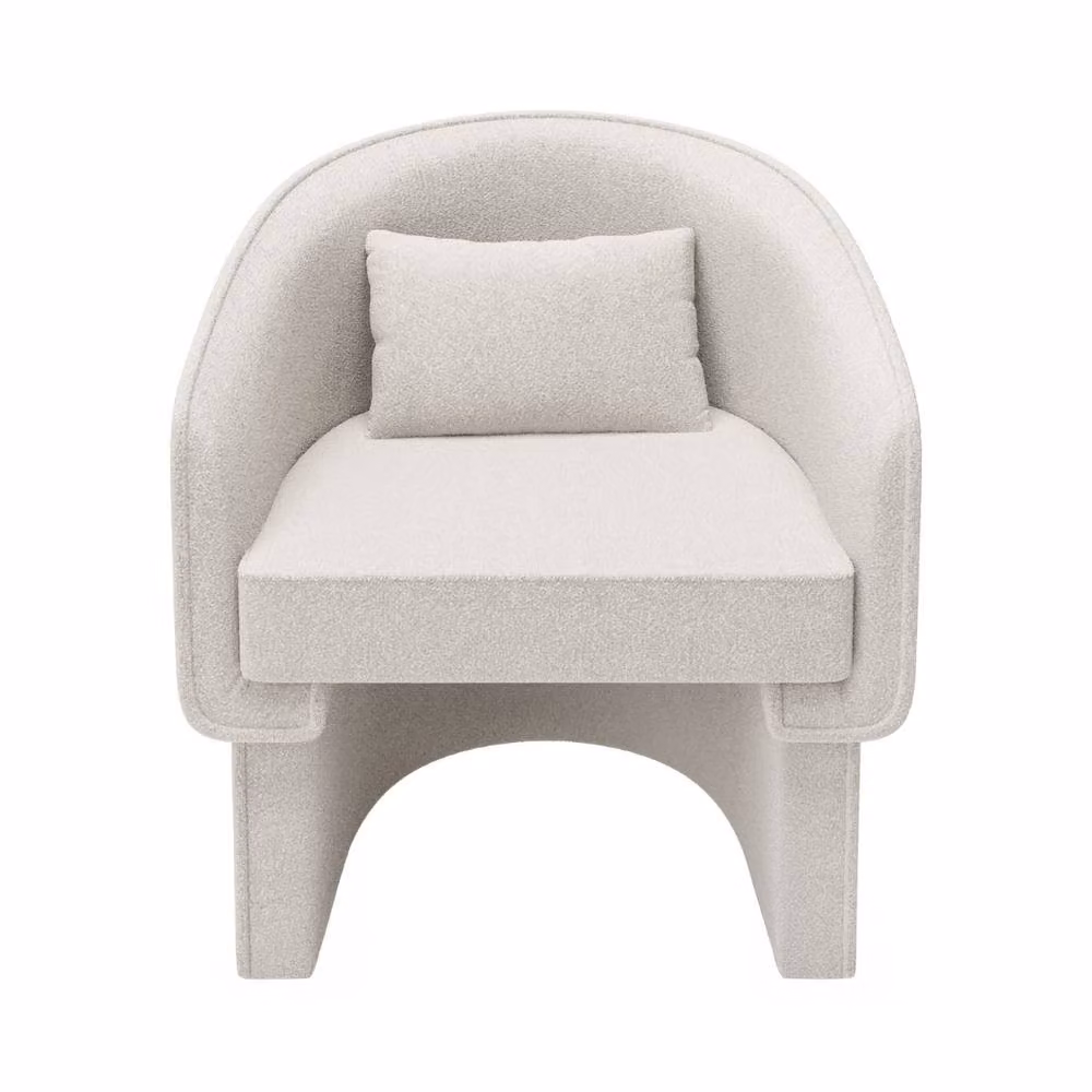 Solace+Co Lowen Accent Chair in Cream Bouclé Fabric, H 79 cm x W 63 cm x D 69 cm – 3