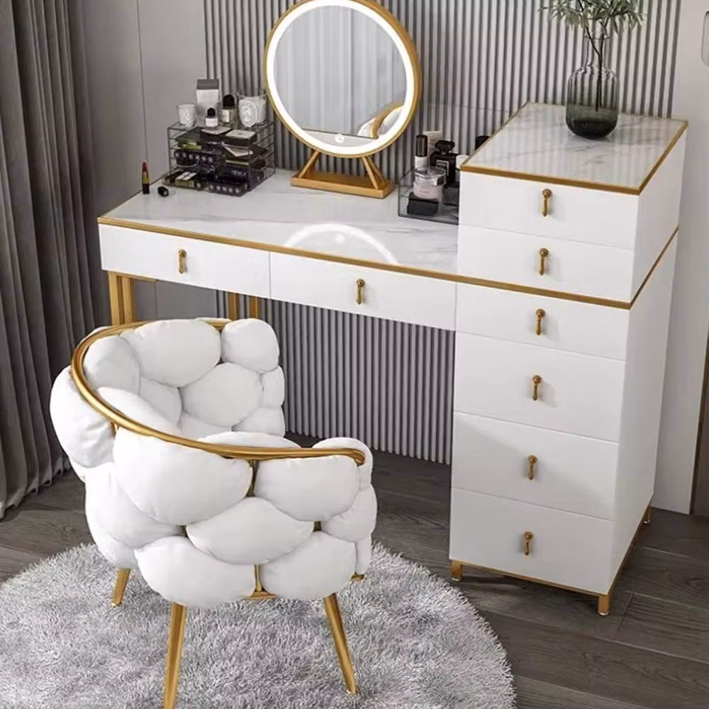 FORGEVIO White Modern Upholstered Accent Chair with Metal Frame – 2