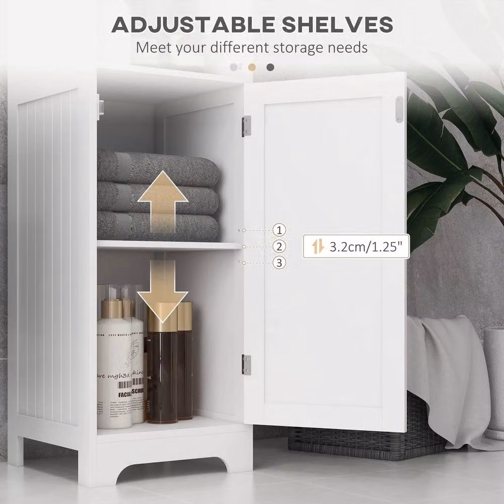 EONLION Modern Tall White Matt Bathroom Cabinet with Open Shelves – 4