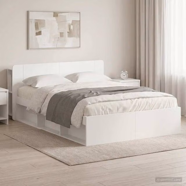 Berkfield Home Modern Bed Frame with Storage Drawers in White, Engineered Wood, 150 x 200 cm – 1