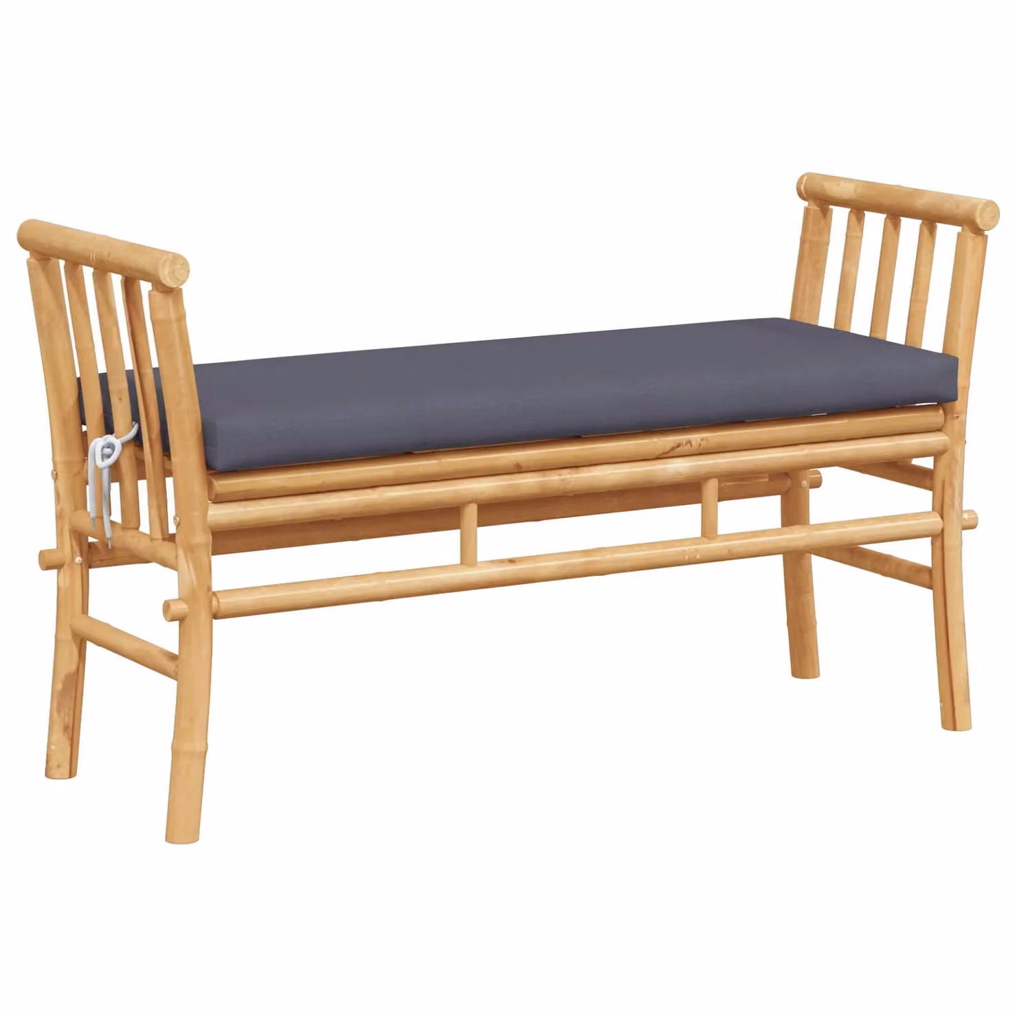 Berkfield Home Bamboo Garden Bench with Charcoal Cushion, Grey, Width: 110 cm – 2