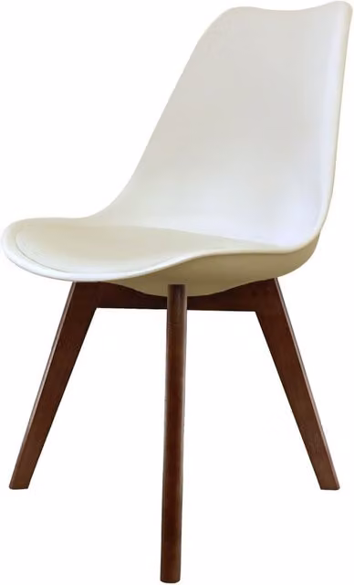 Fusion Living Soho Plastic Dining Chair with Dark Wood Legs - White