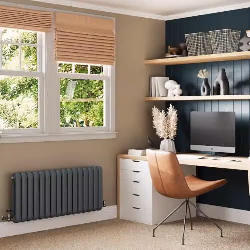 UK Radiators Sherwood Anthracite Round Top Column Radiator, W: 1132 mm, H: 500 mm – 3