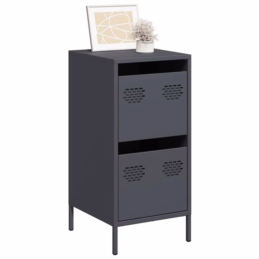 Berkfield Home Anthracite Sideboard in Matt Charcoal Metal, W/D/H: 35 x 39 x 73.5 cm – 2