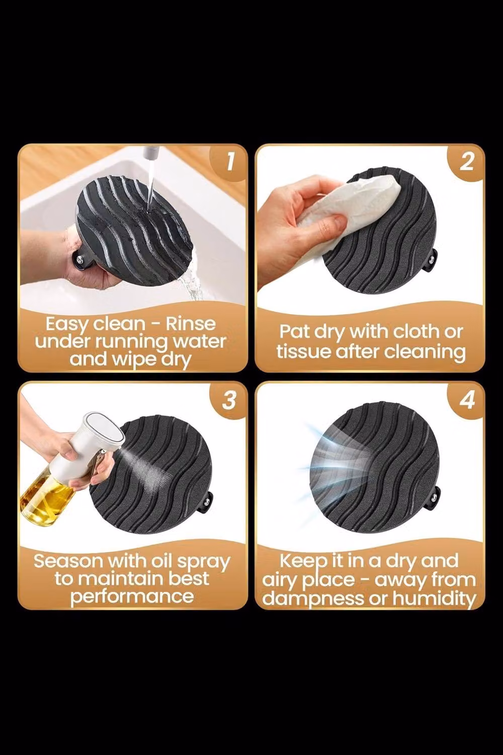 Gourmet Easy Cast Iron Smash Burger Press and Silicone Baste Bottle Set in Black – 3