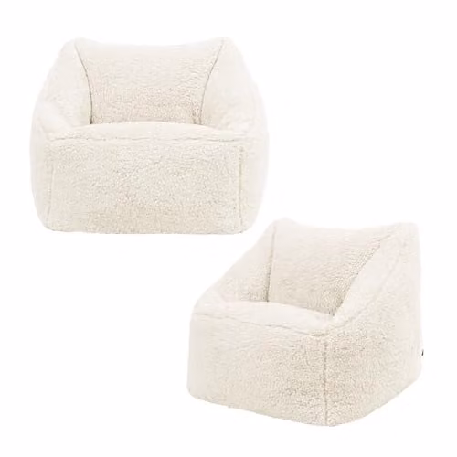 icon Kids Teddy Bean Bag Armchair Set of 2 in Beige Bouclé Fleece – 1