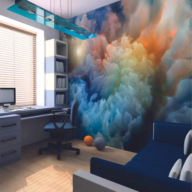 Origin Murals Moody Clouds Abstract Multicolour Wall Mural