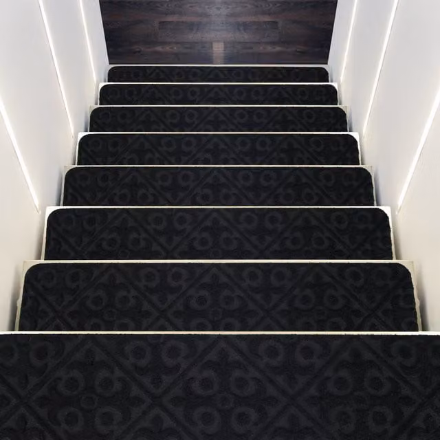 Costway Black Non-Slip Polyester Stairway Carpet Treads