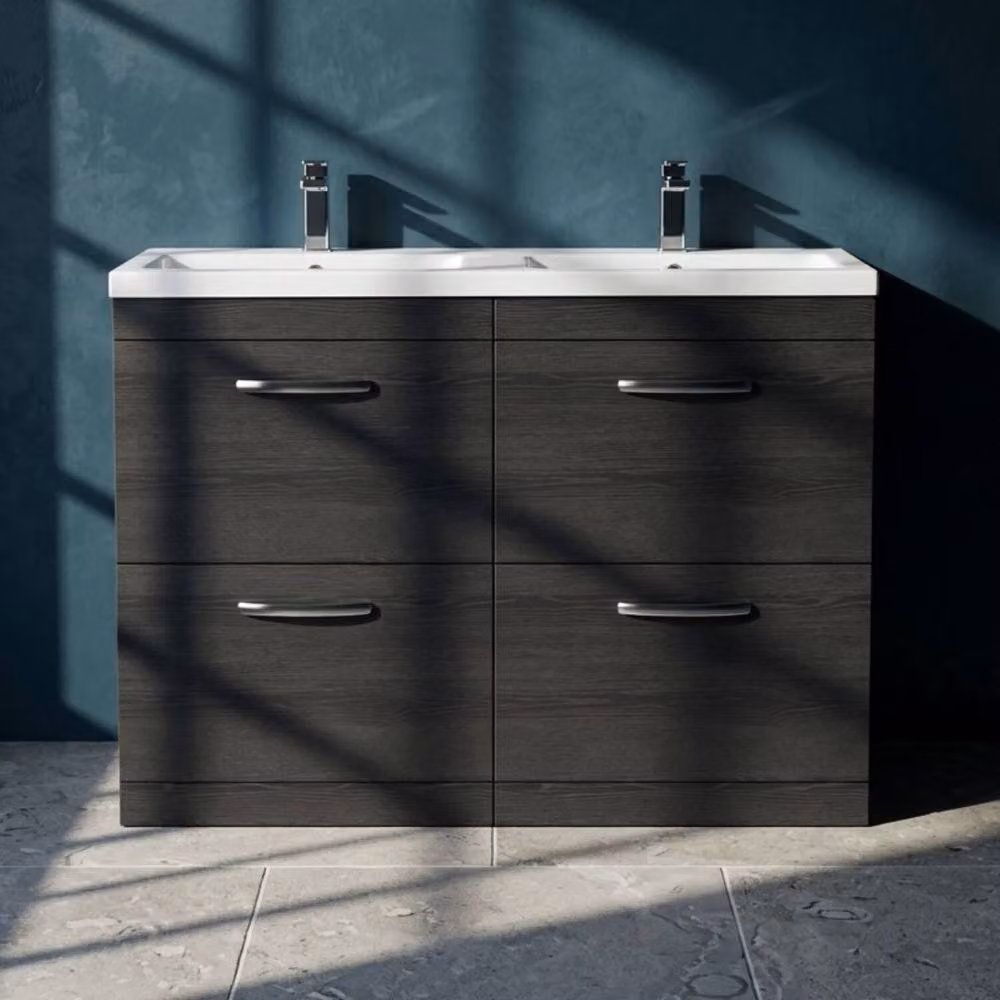 Balterley Millwich Contemporary 4 Drawer Vanity Basin Unit, Black, W: 120 cm – 2