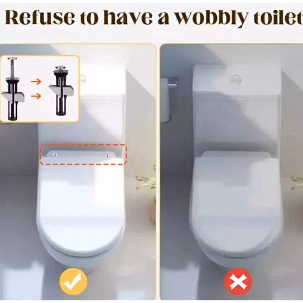VOGREX 2-Piece Universal Heavy Duty Stainless Steel Toilet Seat Bolt Fixing Kit in Black – 4