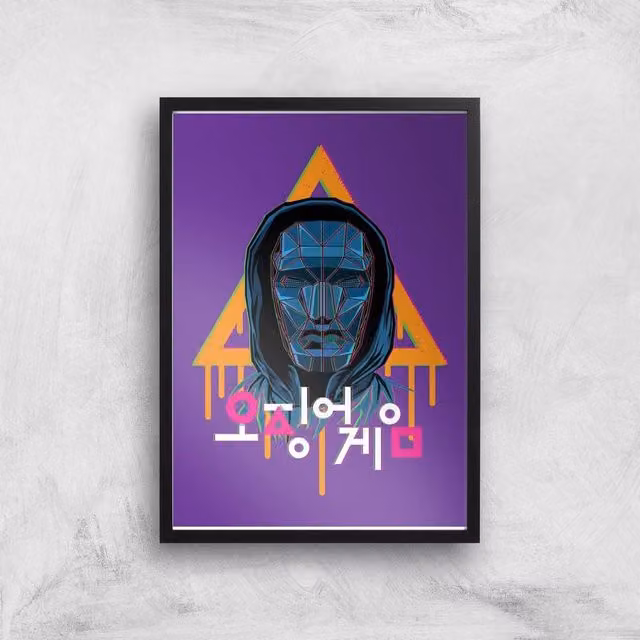 Squid Game Front Man Multicolour and Purple Paint Giclee Art Print on Paper, Size: A2
