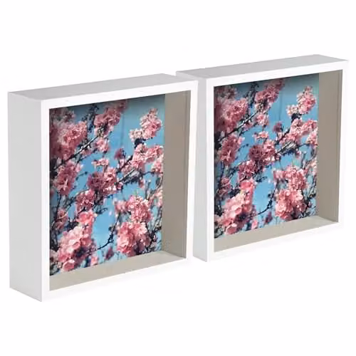 Nicola Spring 3D Deep Box Square Photo Frames, Pack of 2, White or Brown, W/H: 26.5 x 26.5 cm
