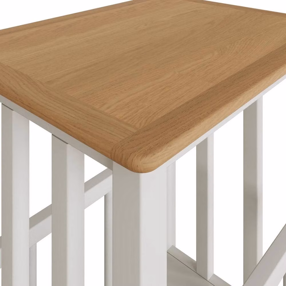VOGREX Cream Linen Oak Veneer Magazine Side Table with Four Legs, W: 55.0 cm, D: 45.0 cm – 2