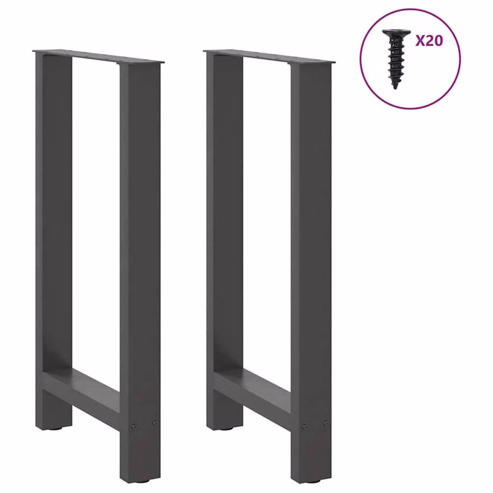 Berkfield Home Modern Steel Coffee Table Legs in Anthracite Black, 2 pcs, W/H: 40 x 90-91 cm – 2