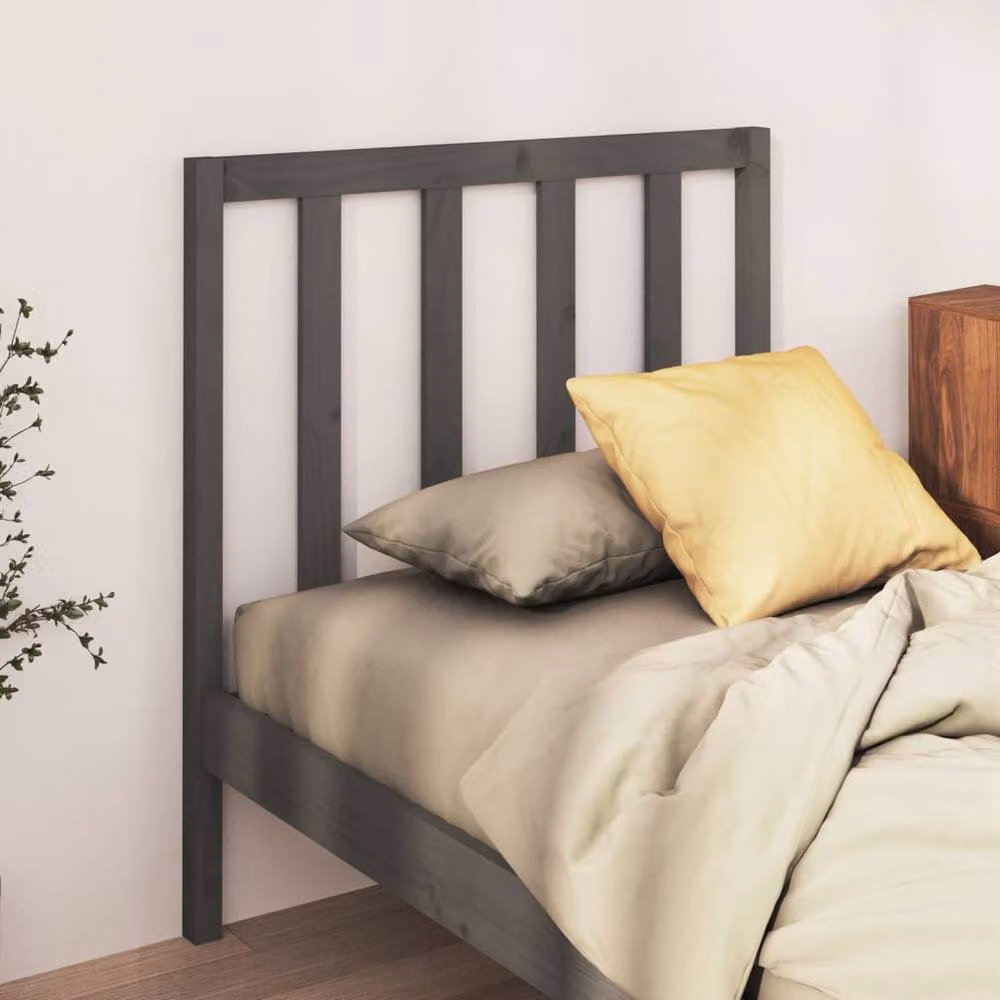Berkfield Home Grey Rustic Solid Pine Wood Bed Headboard W/D/H: 95 x 4 x 100 cm – 2