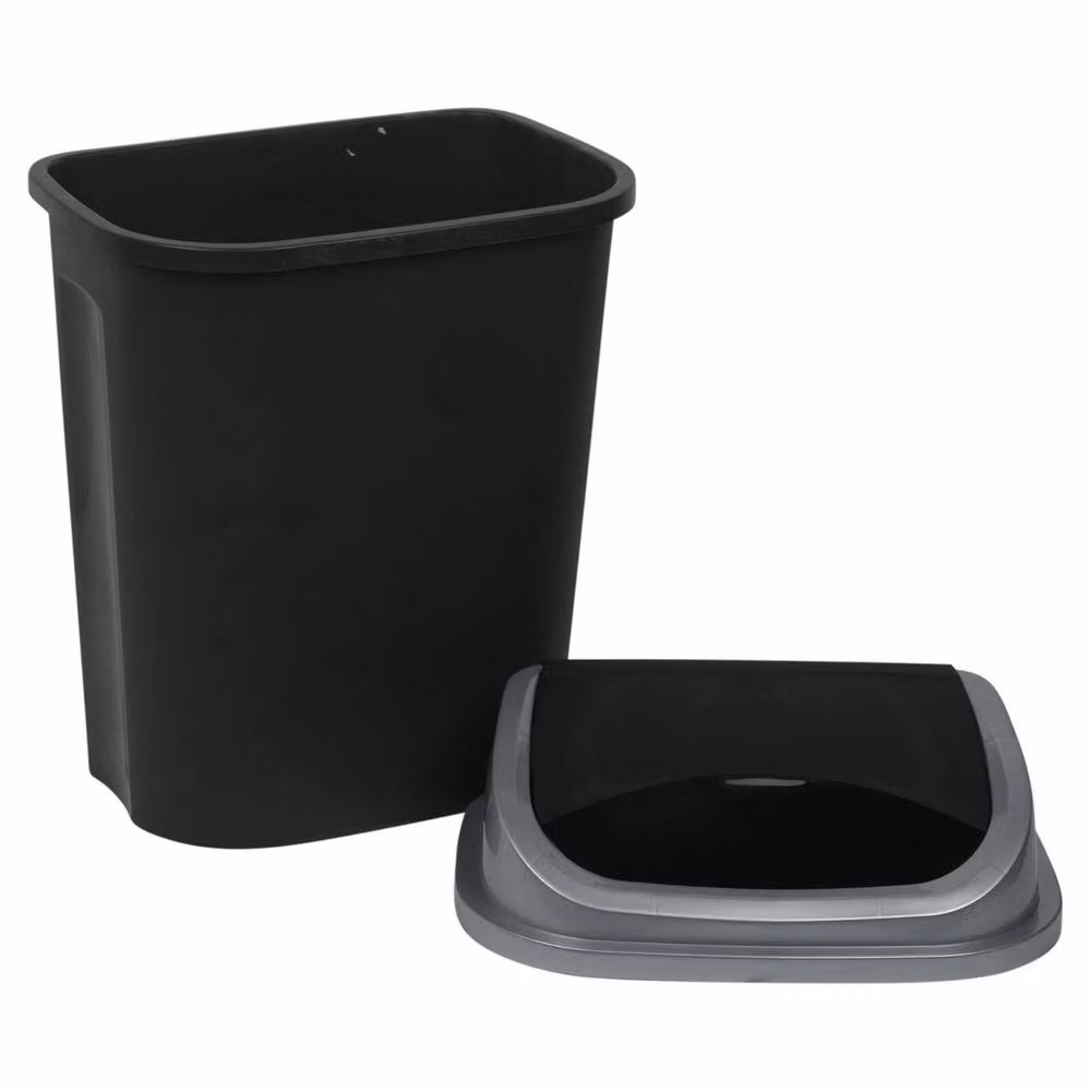 KORVIXA 25L Plastic Swing Top Waste Bin in Black – 2