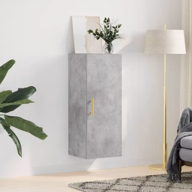 Berkfield Home Wall Mounted Cabinet in Concrete Grey, W/D/H: 34.5 x 34 x 90 cm – 1