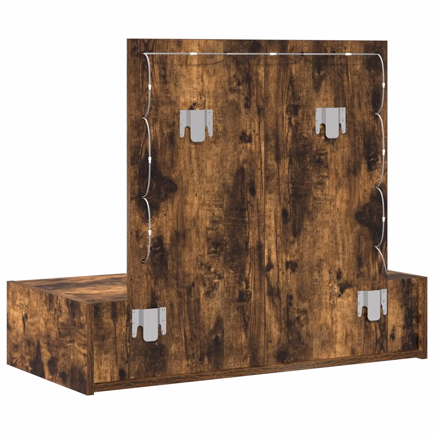 Berkfield Home Hollywood LED Wall Hanging Dressing Table in Smoked Oak Brown – 4