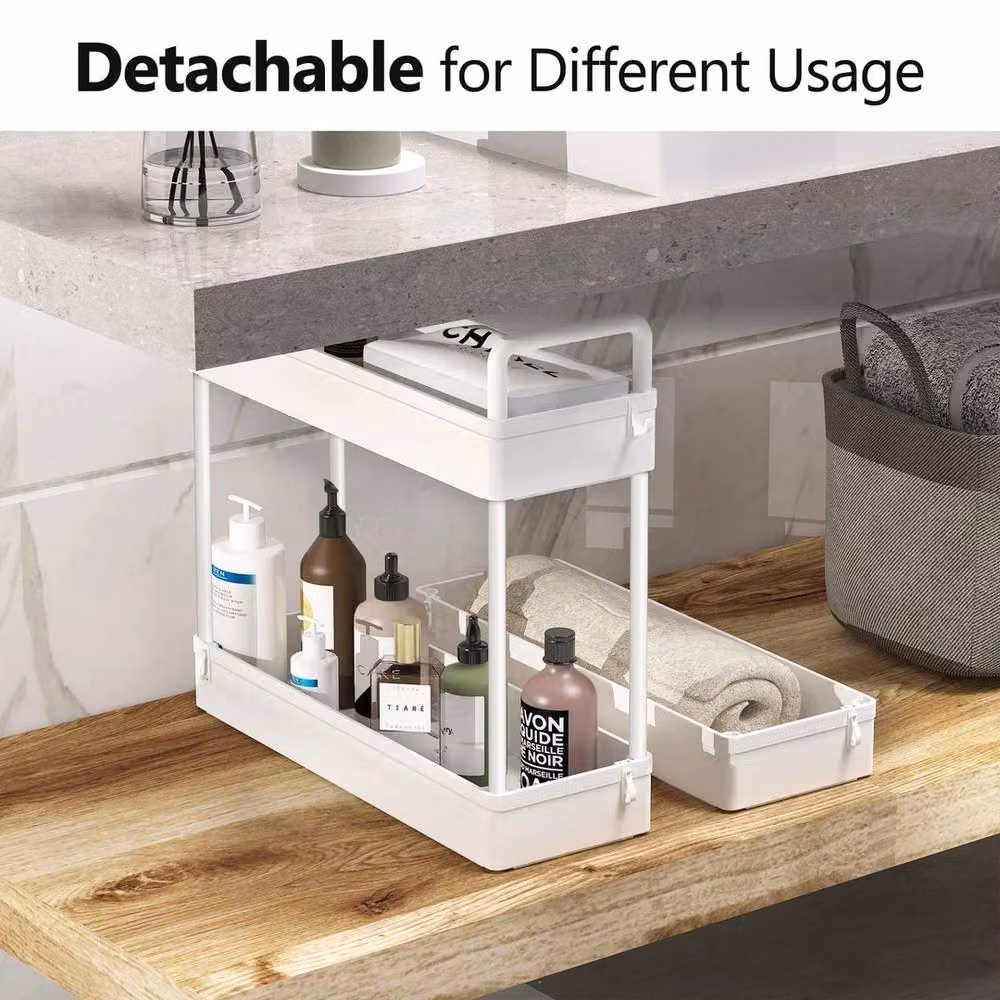 FORGEVIO 3-Tier Rolling Kitchen Trolley in White, W/D/H: 40.0 x 13.0 x 72.0 cm – 3